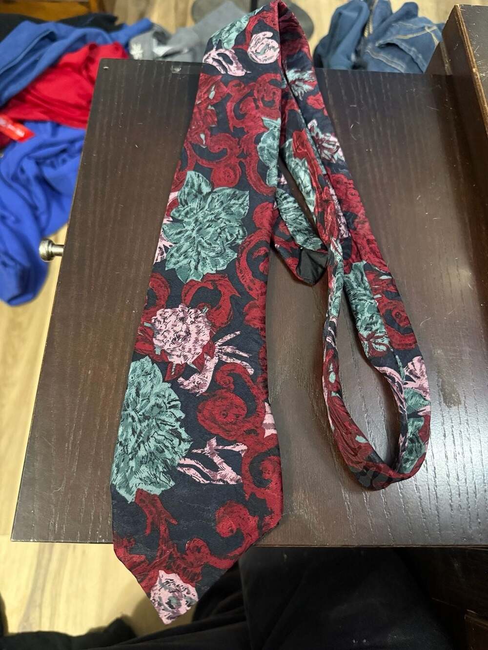 Tattersall Silk Floral Mens Neck Tie Vintage